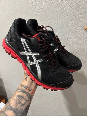Asics Womens Gel Scram T2J6N Red Black Running Training Shoes Sneakers Size 9.5